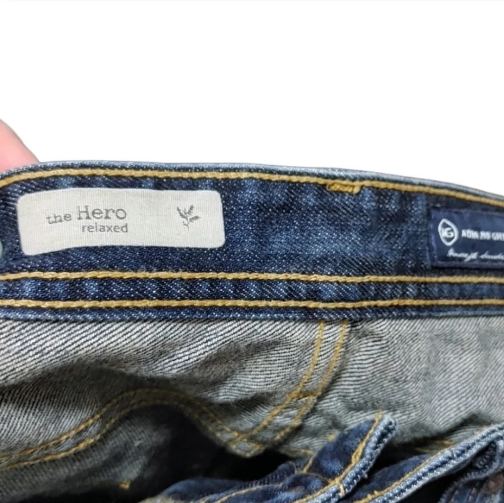 Adriano Goldschmied Hero Straight Relaxed Fit Dark Wash Blue Jeans Mens Size 32 - Picture 10 of 11